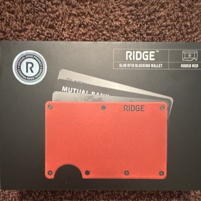 Ridge Slim RFID Blocking Wallet Rodeo Red w/ Cash Strap 