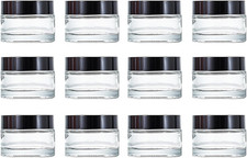 12Packs Glass Jars with Lids Clear Empty Cosmetic Containers Mini round Makeup J