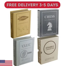 Set Of 4 WS Game Company Clue-Scrabble-Yahtzee-Chess Vintage Bookshelf Edition