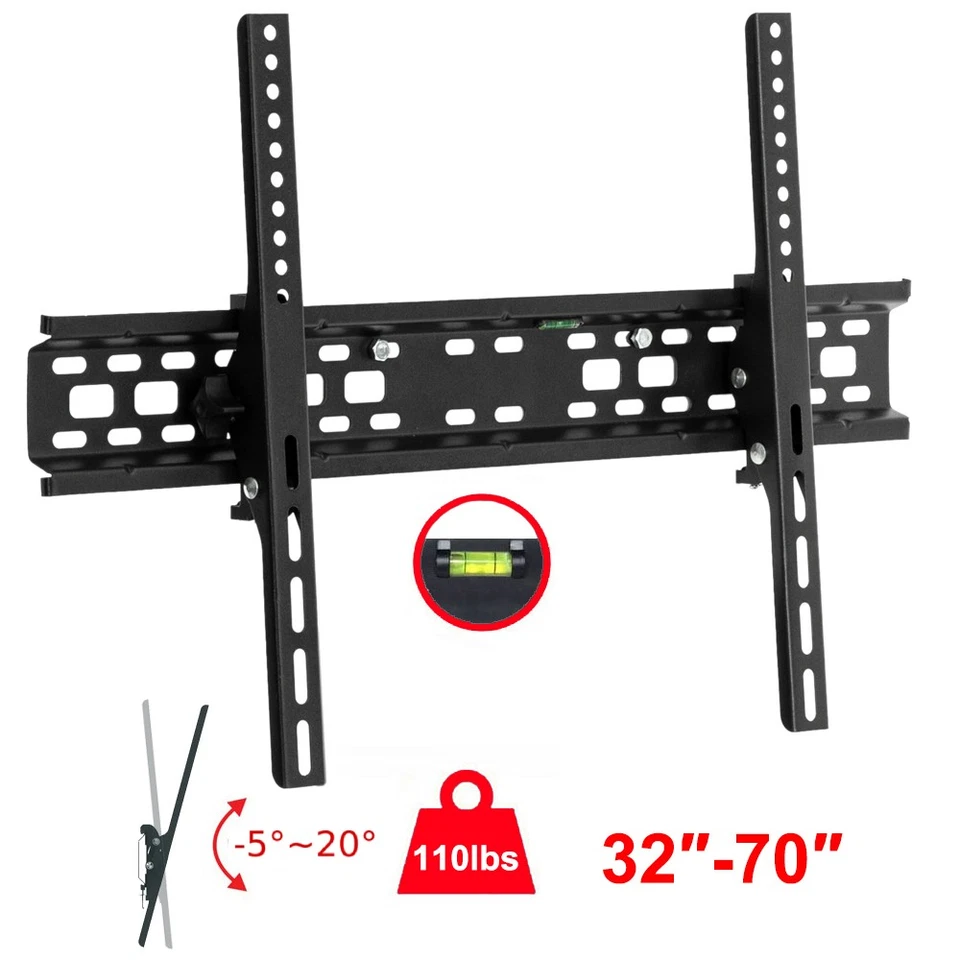 Flat TV Wall Mount Bracket 20° Tilt Swivel For 32"37"42"47"50"55"60"65"70" inch