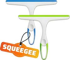 2 Pack Shower Squeegee for Glass Doors 9.5 Silicone Blade Window Cleaner Tool