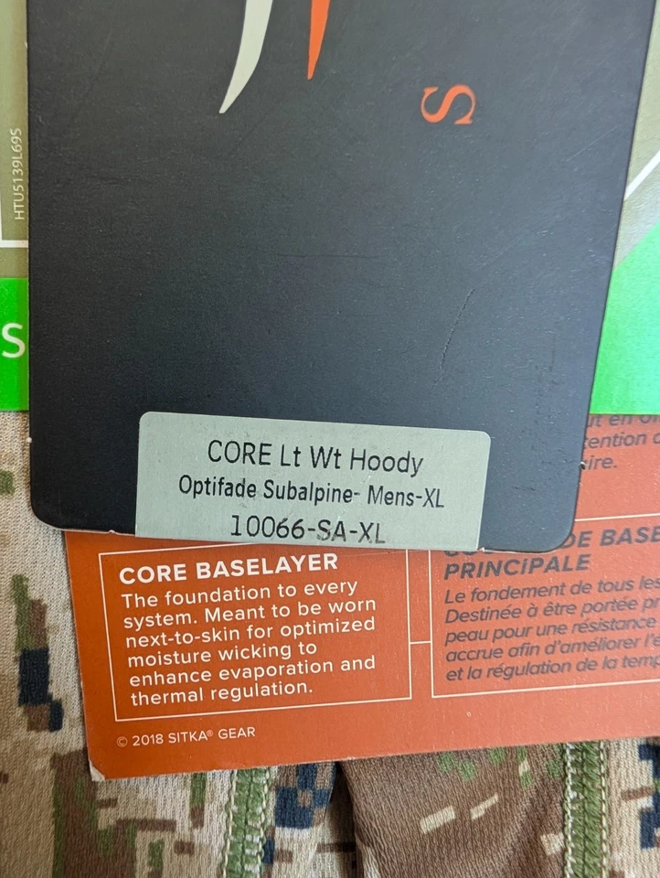 Sitka Core Lightweight Hoodie Mens XL Optifade Subalpine Half Zip 10066-SA NWT - Image 3 of 4