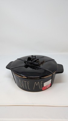 Rae Dunn Halloween ''BITE ME''  Bat Topper Baking Dish With Lid Casserole NEW