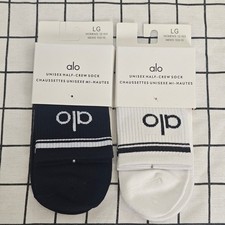 ALO Yoga Unisex Half-Crew Socks - Black  White SIZE S