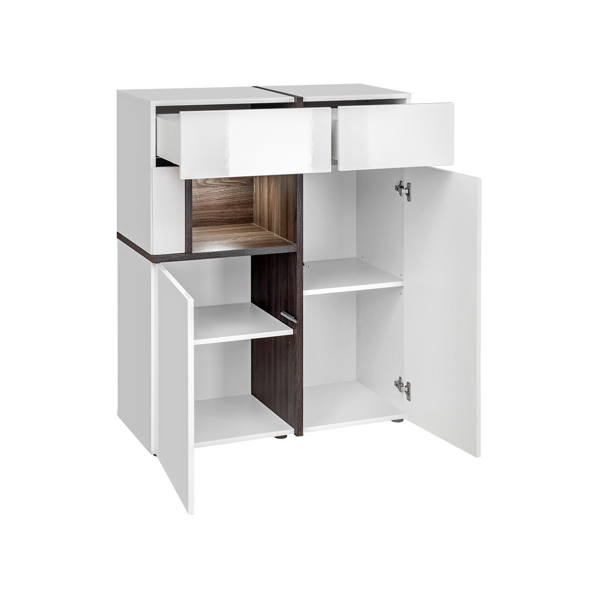 Buffet blanc Cross 110cm meuble LED pour séjour moderne