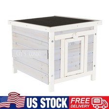 Cat Condo Wooden Cat House Weatherproof Small Outdoor Cat House with Hinged Roof