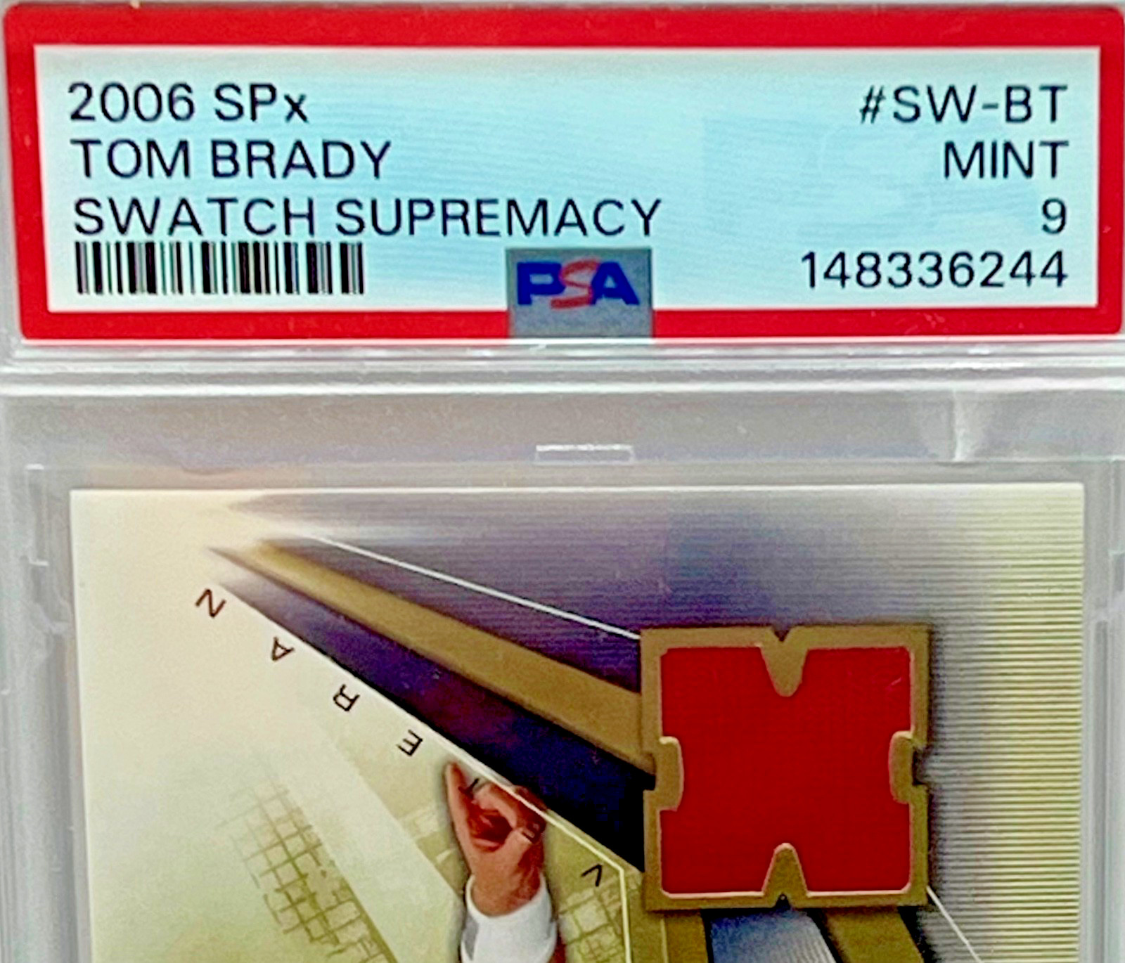 2006 SPx TOM BRADY Swatch Supremacy Game Used Jersey PSA 9 Patriots HOF GOAT view 3