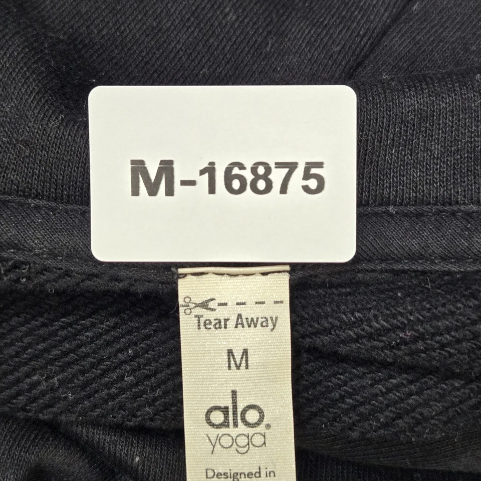 Alo Yoga Women Hoodie M Black Bae Cropped Long Sleeve - Image 2 of 4