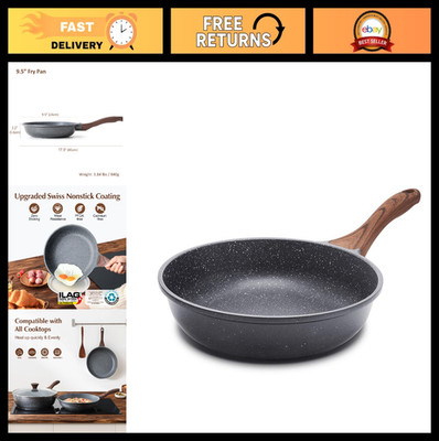 Nonstick Frying Pan Skillet, Swiss Granite Coating, Healthy Stone Cookware, 9.5