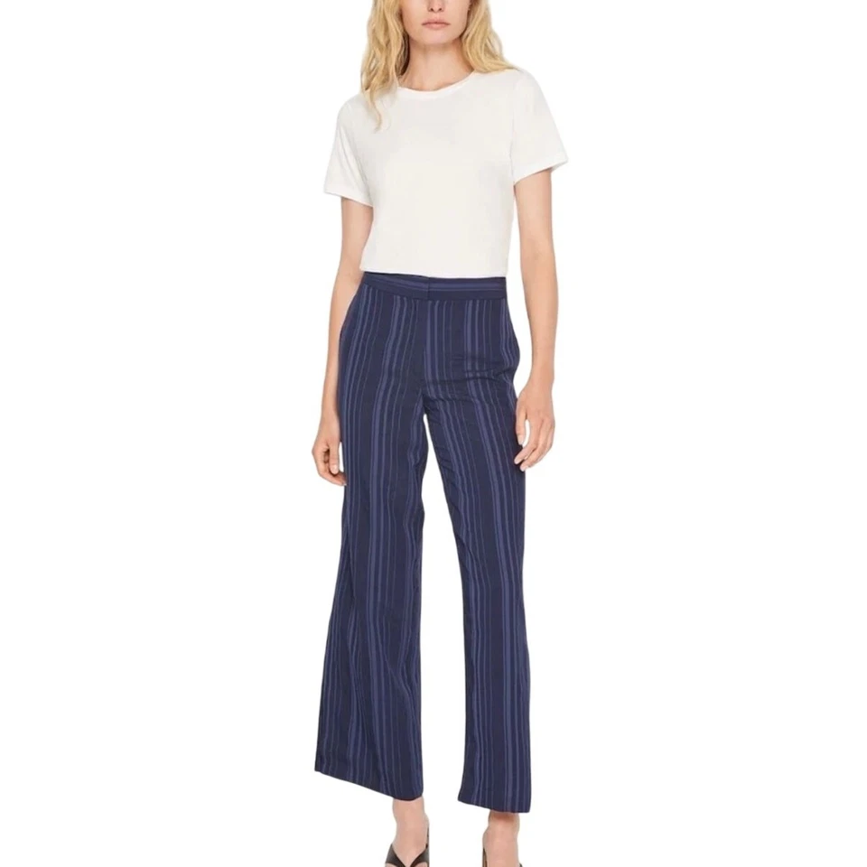 CLUB MONACO SONYAH STRIPED TROUSER PANTS IN MARITIME BLUE NWT WOMEN'S SIZE 4 - Image 3 of 4