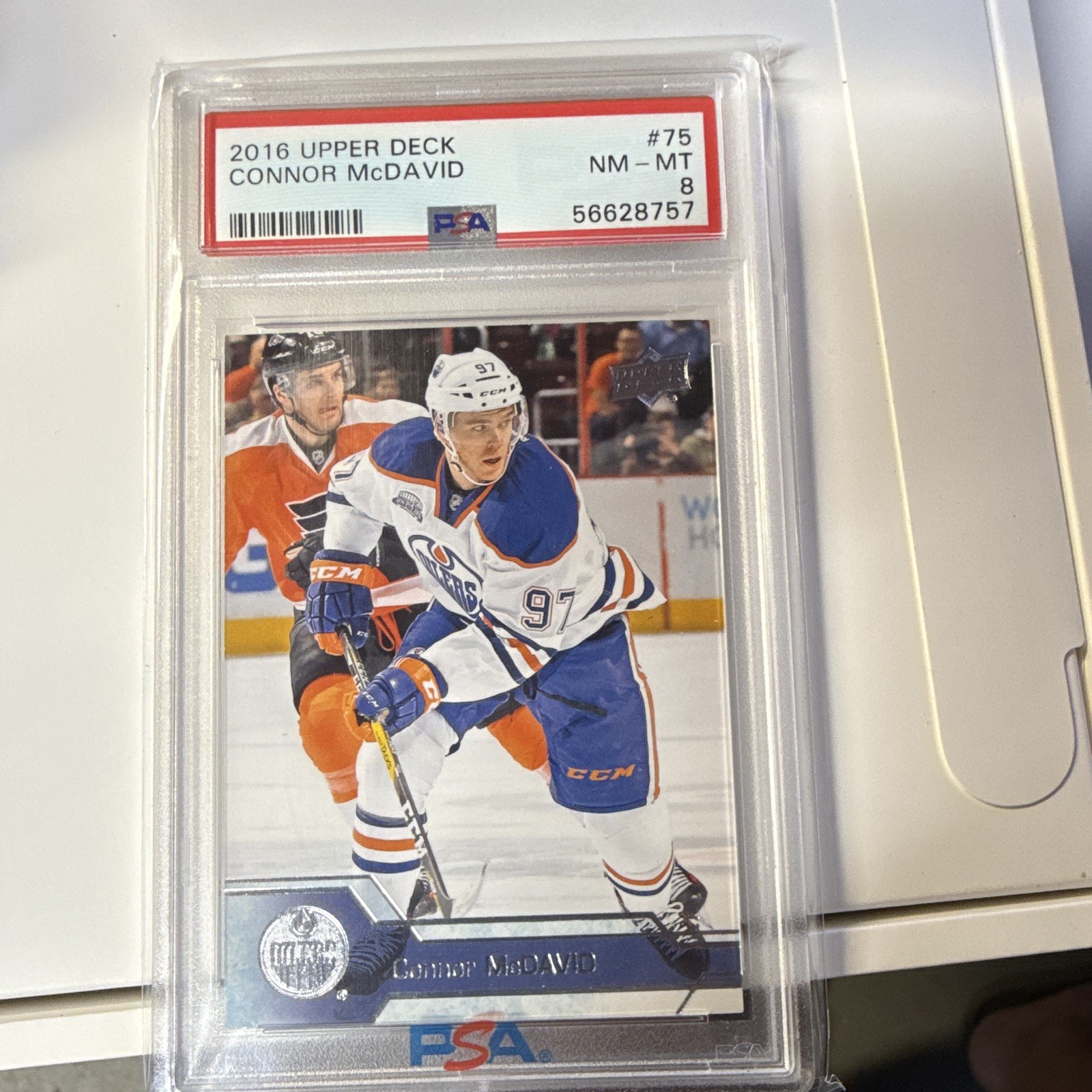Upper Deck 2016-17 Series One Connor McDavid #75 Oilers PSA 8 Graded view 1
