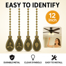 Bronze Ceiling Fan Pull Chains Set 4 Pack 12 Inch Fan and Light Icons Extensions