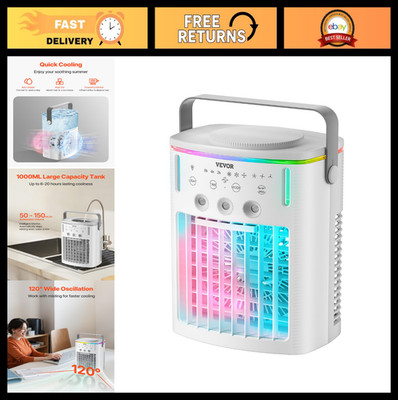4-in-1 Portable Air Conditioner, Mini Evaporative Cooler, Remote Control, 3-Spee