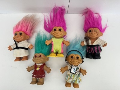 5 Vintage Russ 5'' Troll Puppen - 1990er Jahre - Walkman, Pirat etc 