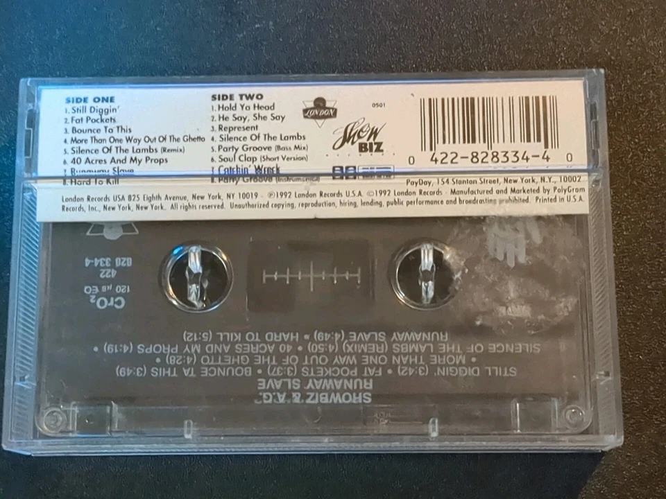 SHOWBIZ & A.G. - Runaway Slave - Кассетная Бронкс NY Рэп Лента 1992 Большая L  - Изображение 2 из 4