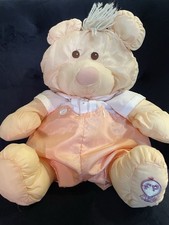 Vintage 1986 Fisher Price Puffalump Bear Cub 8006 Peach Plush Stuffed Romper
