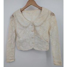 Vintage Cream Lace Two Piece Set Top  Skirt Floral Crochet Lined Women  s