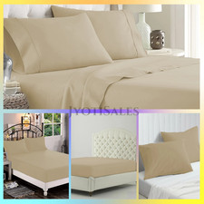 Extra Deep Pocket Soft Sheets 1000 - 1200 TC Egyptian Cotton Taupe Solid