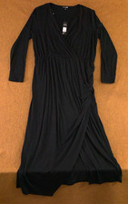 Fashion Nova Womens Size 2X Black Claire Ruched V Neck Midi Dress NWT