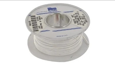 22 AWG Stranded Alpha Wire 1855/19 WH001 White Hook-Up Wire 1000FT Spool 600V 