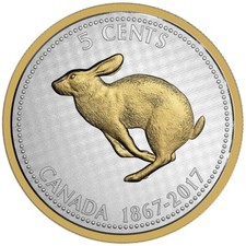 2017 Canada 5 Ounce Big Coin Series: 5 Cent Rabbit Pure Silver Coin