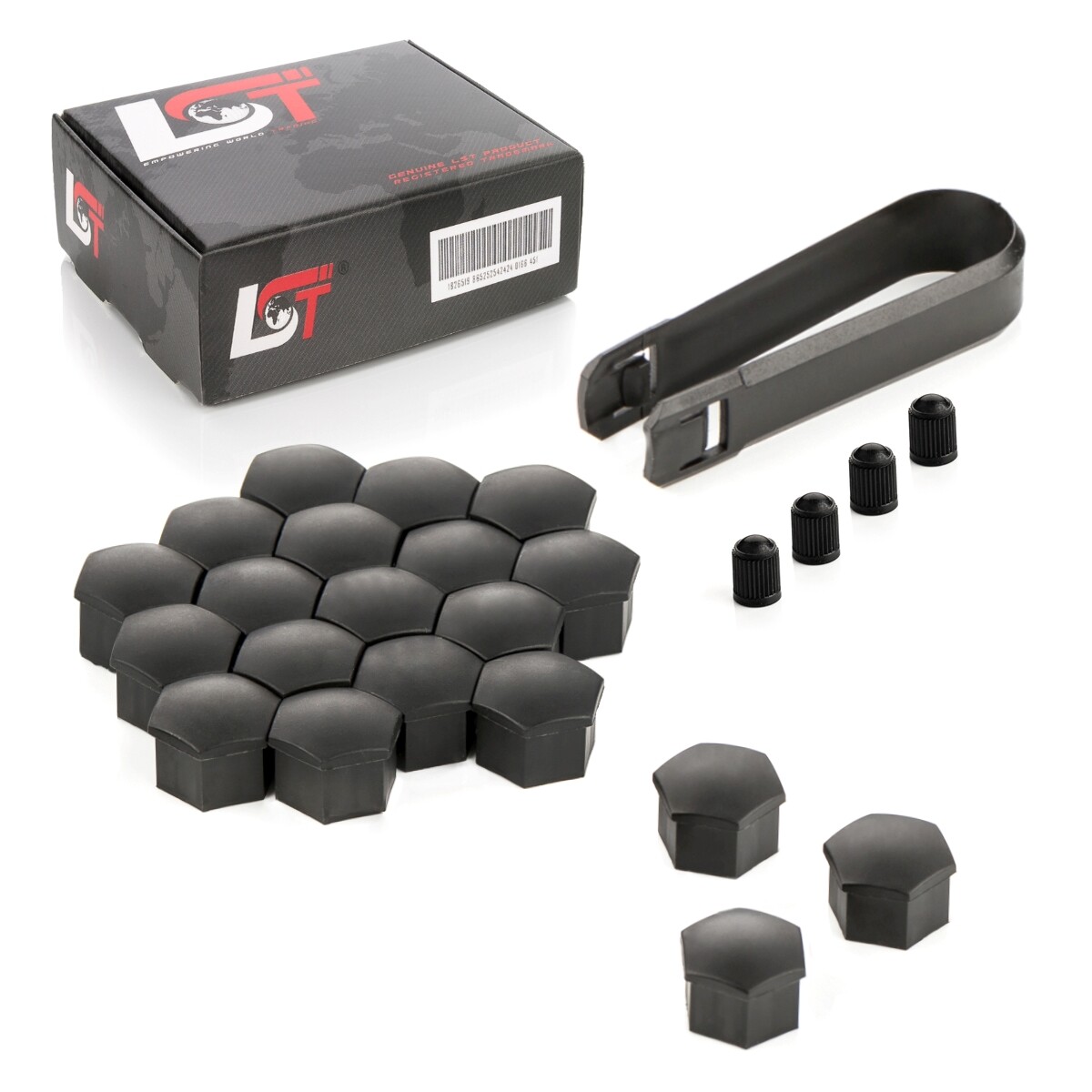 20x Wheel screw caps Shrouds Wheel nuts Set 0 21/32in Black Matte for LANCIA