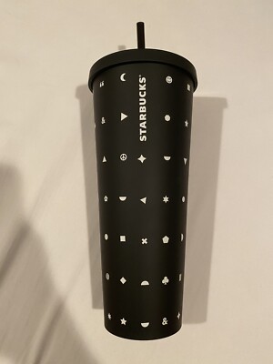 Starbucks 2017 Emoji Tumbler Cold Cup Matte Black Venti 24 oz with Straw &  Lid | eBay