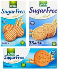 Gullon Sugar Free Biscuits X 3 Pack - Shortbread ,Maria And Digestives Healthy