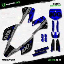 Gray & Blue Slick Racing Graphics Kit fits 05-13 Kawasaki Kx100 kx 100 decal