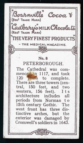 CADBURY - CATHEDRAL SERIES - #8 PETERBOROUGH - Picture 2 of 2