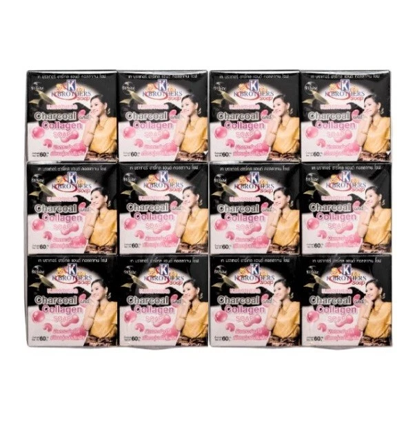 12 шт. угольно-коллагеновое мыло отбеливающее витамин натуральное для лица тела K.Brothers 60 г - Изображение 2 из 4