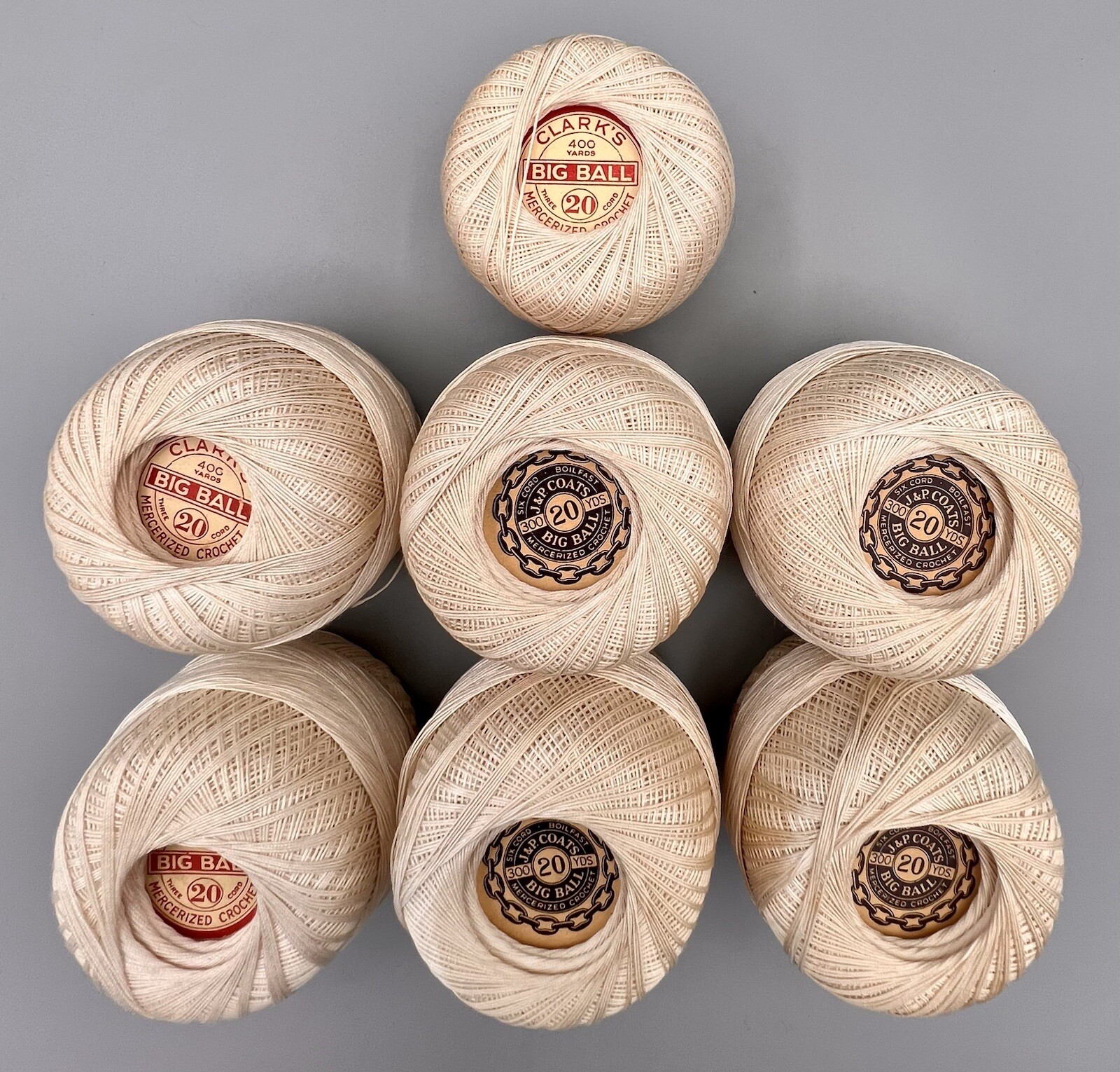 Lot 7 J & P KNIT CLARK’S Big Ball BoilFast 6 3 Cord 20 Mercerized