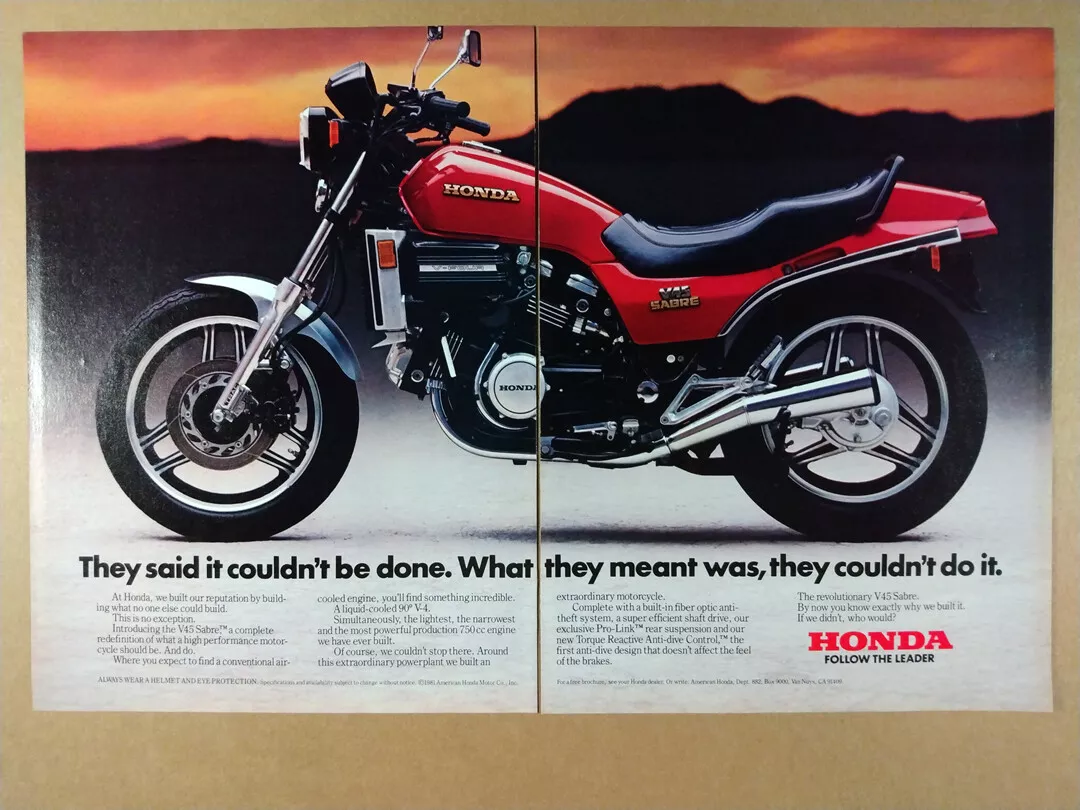 1982 Honda V45 Sabre Motorcycle vintage print Ad