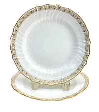 Pair KPM Berlin Germany Porcelain 8.25 inch Dessert Plates, 19th Century 