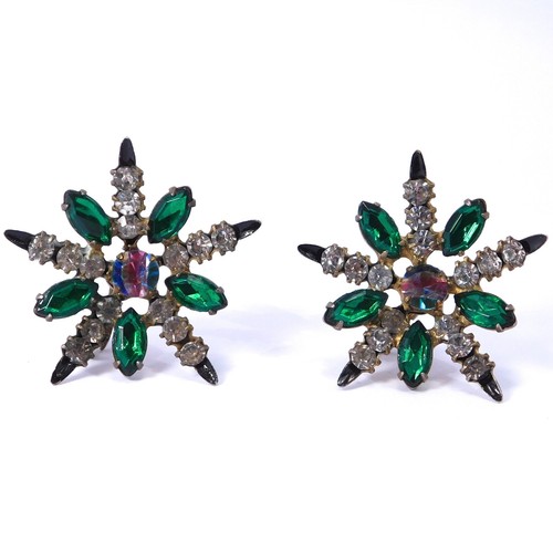 STARBURST EARRINGS STERLING SILVER SNOWFLAKE RAINBOW CRYSTAL