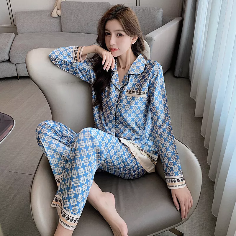 Women Korean Checkered Plaid Pajama Set Button Down Top and Short Sleeves  Pink Gray Red Sleepwear