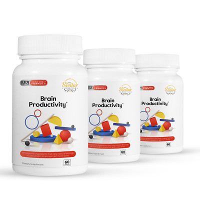 3 Pack Brain Productivity, ayuda a reducir la sobrecarga mental-60 Cápsulas x3