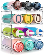 Water Bottle Organizer for Cabinet, 4 Pack Water Bottle Organization and Storage