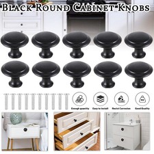 10Pack Black Round Cabinet Hardware Knobs w/ Screws for Kitchen Drawer Dresser