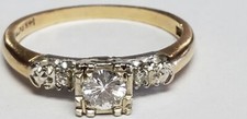 VINTAGE SOLID 14K GOLD 2 TONE .30CT TW NATURAL DIAMONDS ENGAGEMENT RING SIZE 6.5
