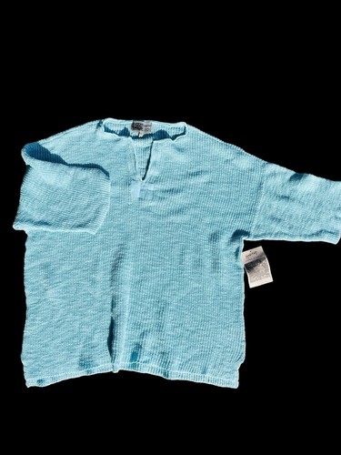 Habitat-Spa Blue- Linen Blend-Sweater-Linen Sweater.Size M.Style 87619 - Picture 2 of 9