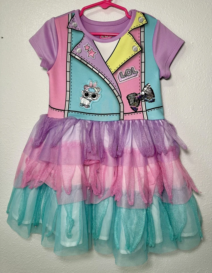 LOL Sorpresa Exclusivo Manga Corta Gráfico Tutú Vestido Cosplay, Tallas 4-5 Foto 3 de 4