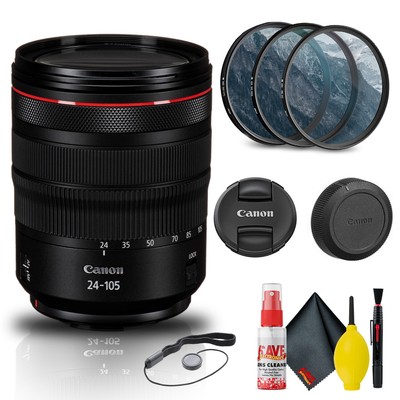 Canon RF 24-105mm f/4L IS USM Lens (2963C002) + Filter Kit + Cap Keeper + More