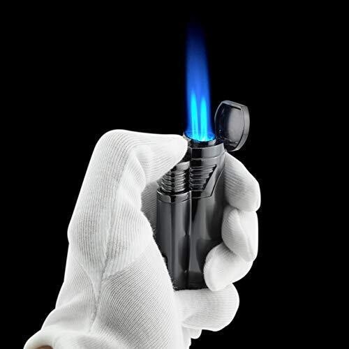 Cigar Torch Butane Lighters Fuel Refillable Lighter with Punch Cutter and Set...
