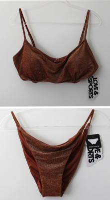 Love & Sports Womens Cinnamon Metallic Bikini Set Size XXL NWT
