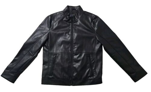 "New" Dockers Black Faux Leather Zip Up & Zip Pockets Men's Jacket - Size: M