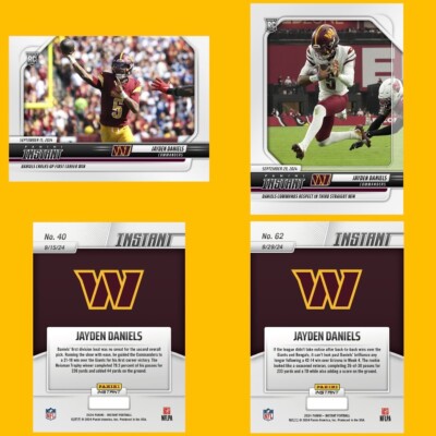 (2) 2024 Panini Instant Jayden Daniels ROOKIE CARD SP Commanders #40 & #62 RC  