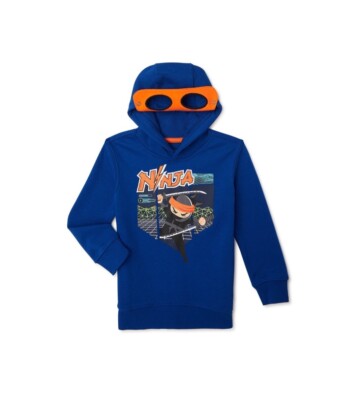BOYS PULLOVER EYE MASK HOODIE NINJA BLUE MULTIPLE