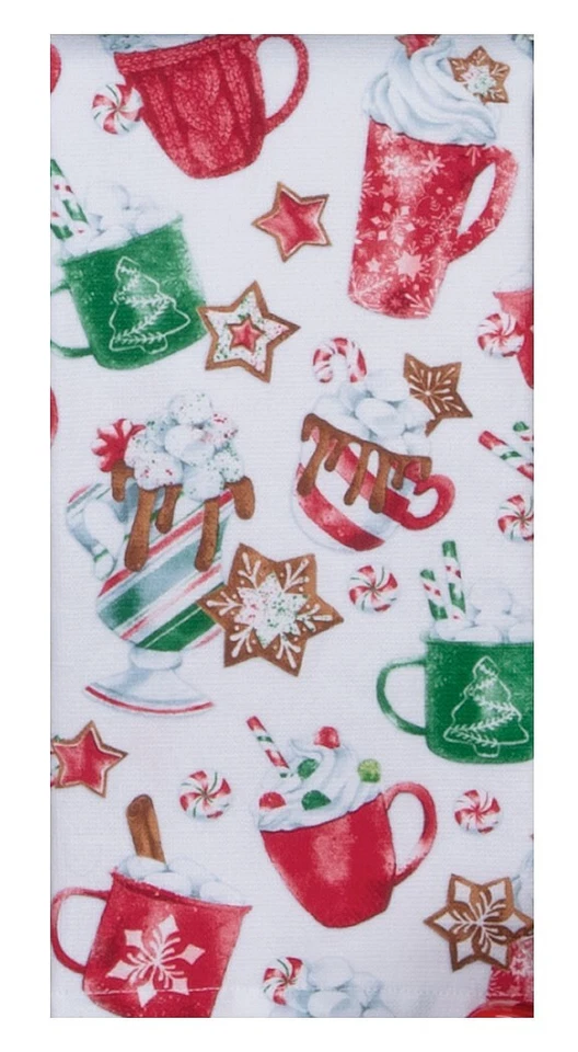 Set of 2 HOT COCOA & GINGERBREAD Christmas Terry Kitchen Towels, Kay Dee Designs - Image 2 of 2