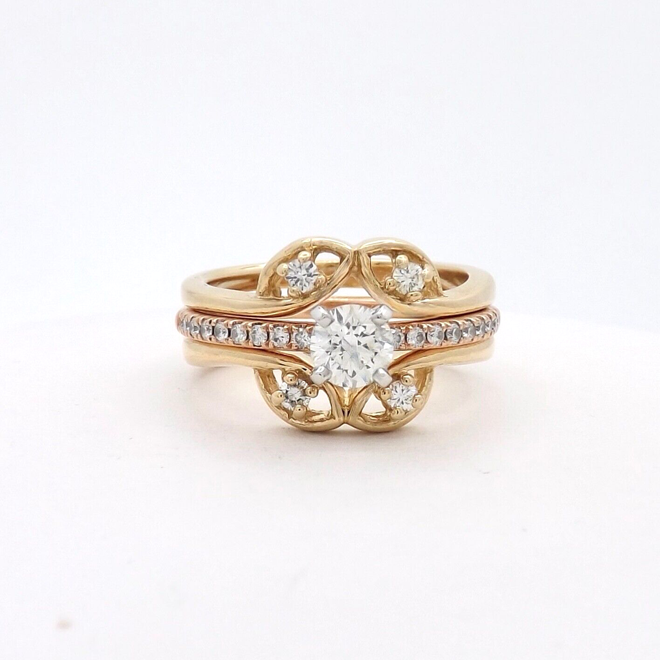 14k Gold Natural Diamond Engagement Ring Enhancer Insert Wedding Band ...